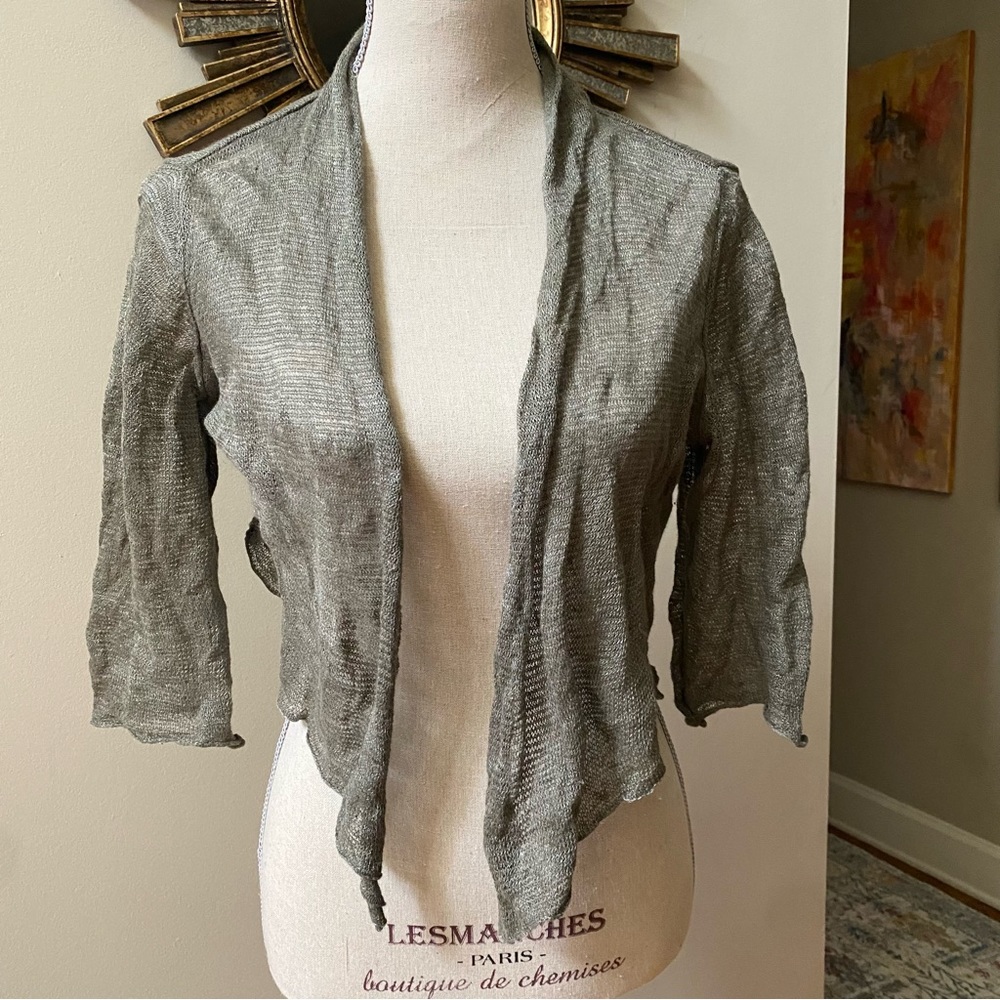 EILEEN FISHER Knitted Green Metallic Cardigan